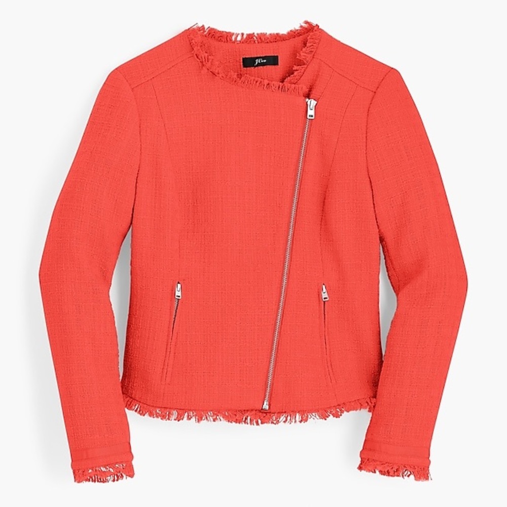 NWT J. Crew Tweed Motorcycle Jacket w/ Fringe